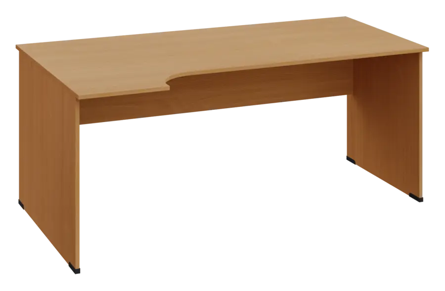 ERL 18 - 184 stůl kancelářský, rohový, levý, dřevěná podnož, deska 18 mm, široký 1800 mm, buk Royal